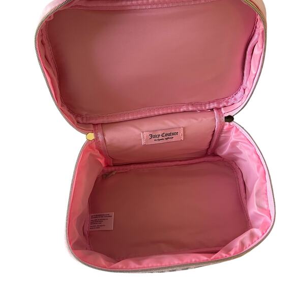 Juicy Couture Y2K Bow Velour Toiletry Bag Light Pink NWT Coquette Feminine Cute - Picture 5 of 6